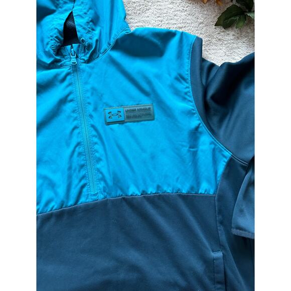 Under Armour Green/Blue 1/4 Zip Pullover Loose Size Medium - Picture 3 of 8